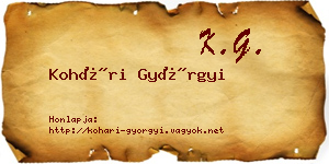 Kohári Györgyi névjegykártya